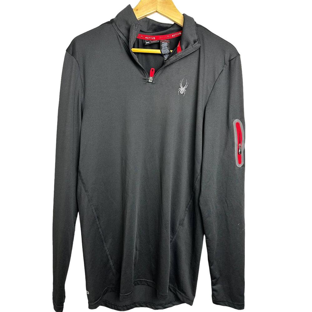 SPYDER Active Men's Medium‎ Black 1/4 zip Pullover Activewear Top